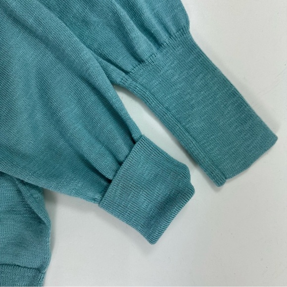 Nic Zoe Slub V Neck Sweater Womens Medium Long Puff Sleeve Cotton Blend Casual - Picture 9 of 9